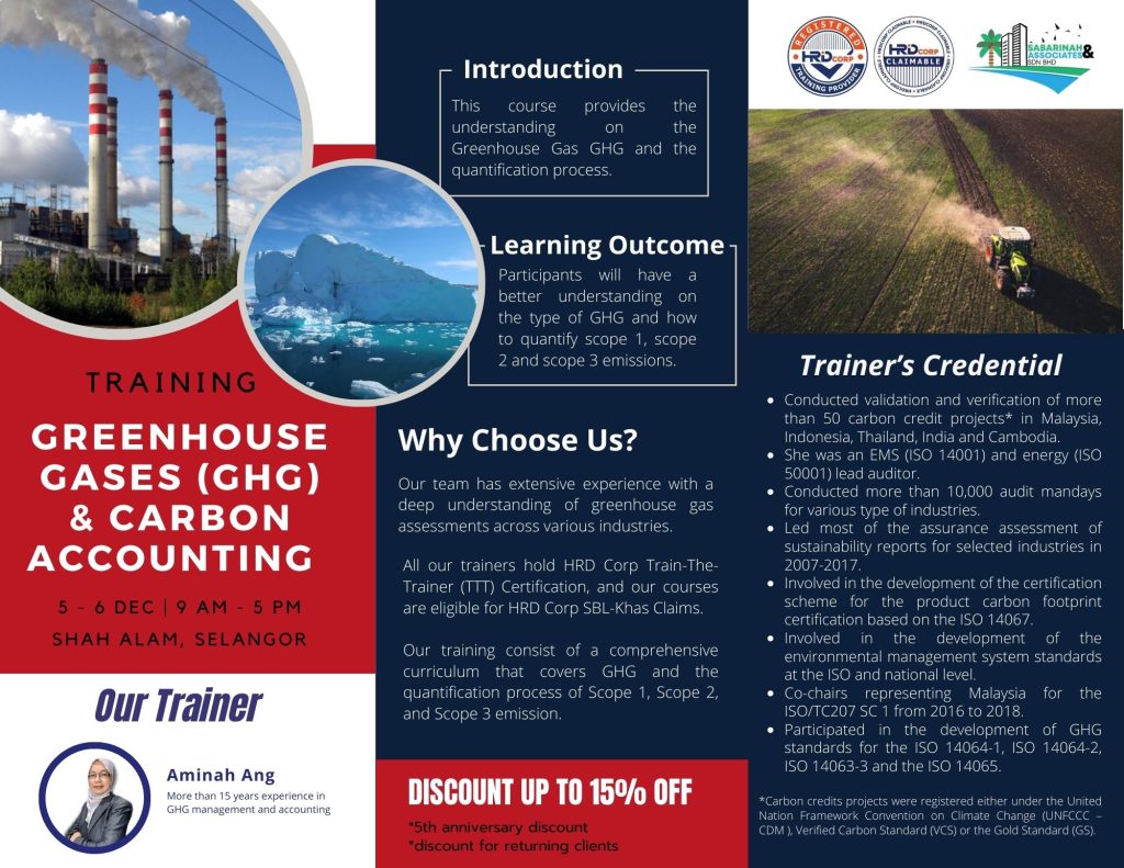 HRDC PUBLIC TRAINING: 2-Day "Greenhouse Gases (GHG) and Carbon Accounting Training Course"