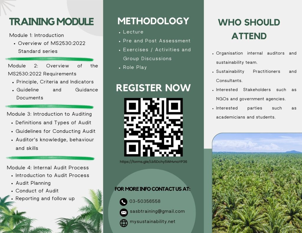 HRDC PUBLIC TRAINING: 2-Day "Malaysian Sustainable Palm Oil (MSPO) Internal Audit Training Course"