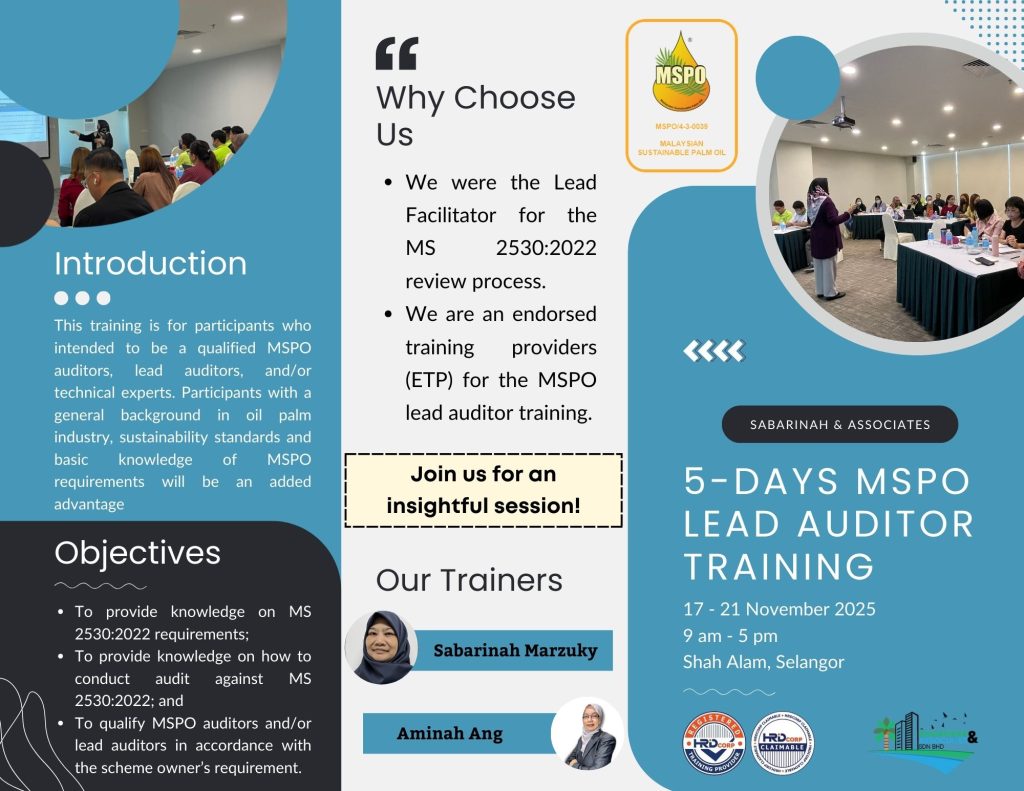 PUBLIC TRAINING: MSPO Lead Auditor Training Program