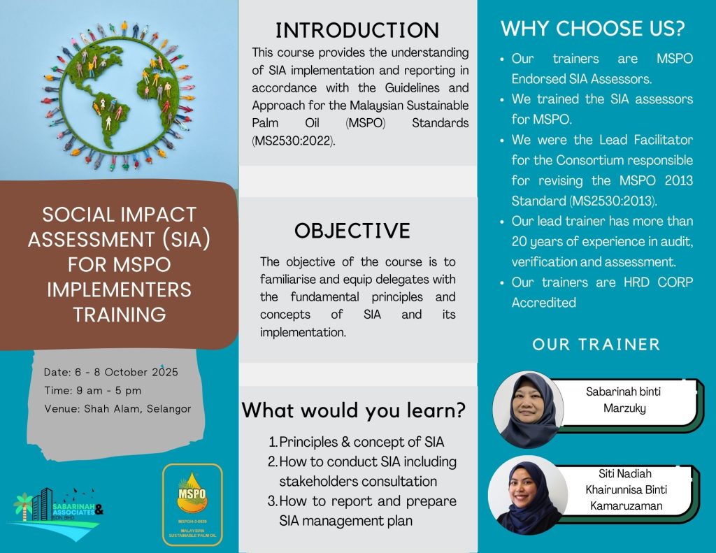 Social Impact Assessment (SIA) for MSPO Implementers Training Program