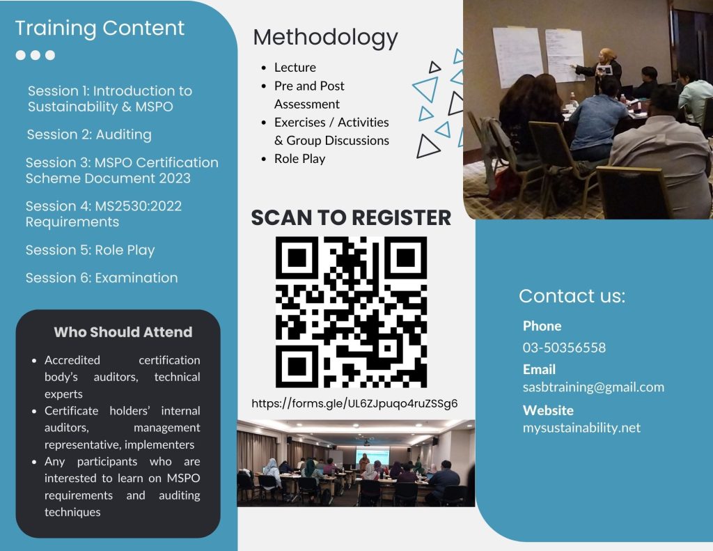 PUBLIC TRAINING: 5-Day “MSPO Lead Auditor Training Program”