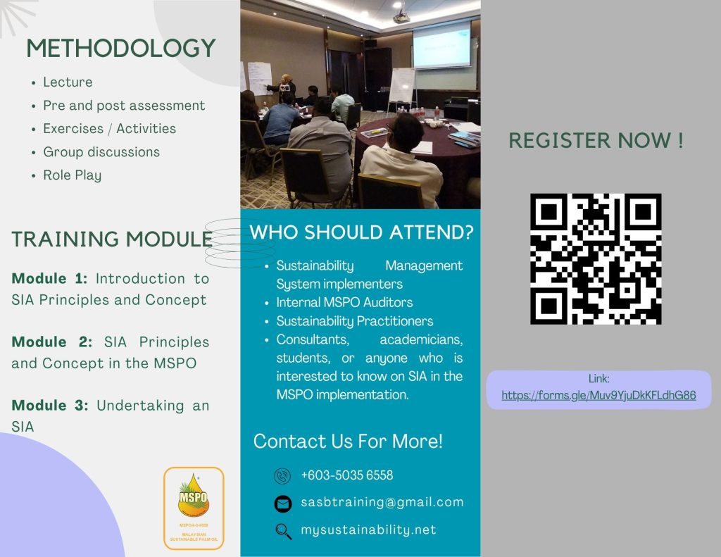 Register Social Impact Assessment (SIA) for MSPO Implementers Training Program