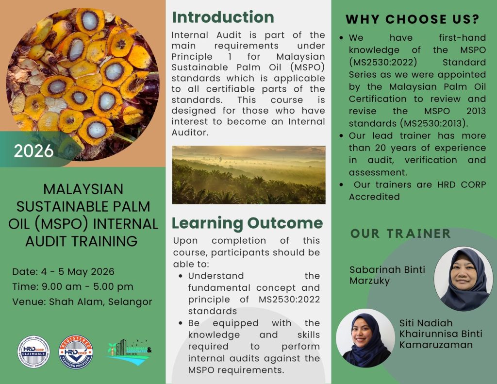 2-Day Malaysian Sustainable Palm Oil (MSPO) Internal Audit Training Program