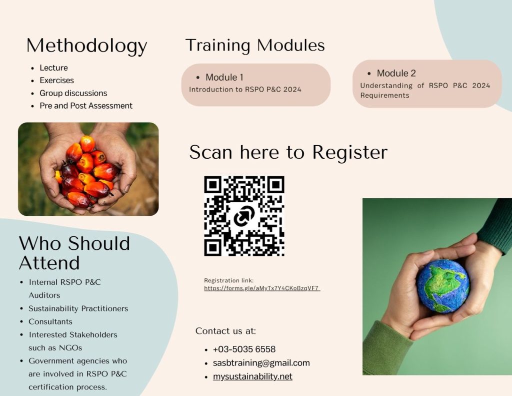 PUBLIC TRAINING: 2-Day Understanding of the RSPO Principles & Criteria 2024 Requirements Training Program