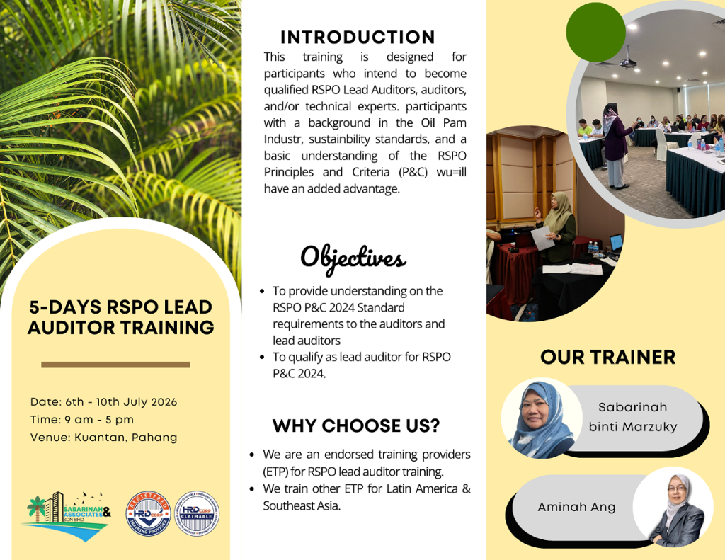 RSPO Principles & Criteria (P&C) 2024 Lead Auditor Training Program