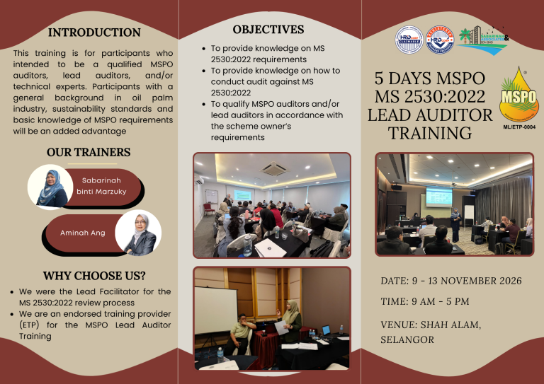 5-Day MSPO MS 2530:2022 Lead Auditor Training Program